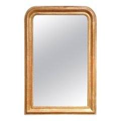 Specchio in legno dorato francese del XIX secolo di Louis Philippe con decorazioni a righe incise