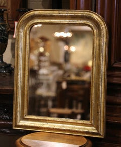 Französischer Louis Philippe Giltwood-Spiegel des 19. Jahrhunderts mit floralem Dekor