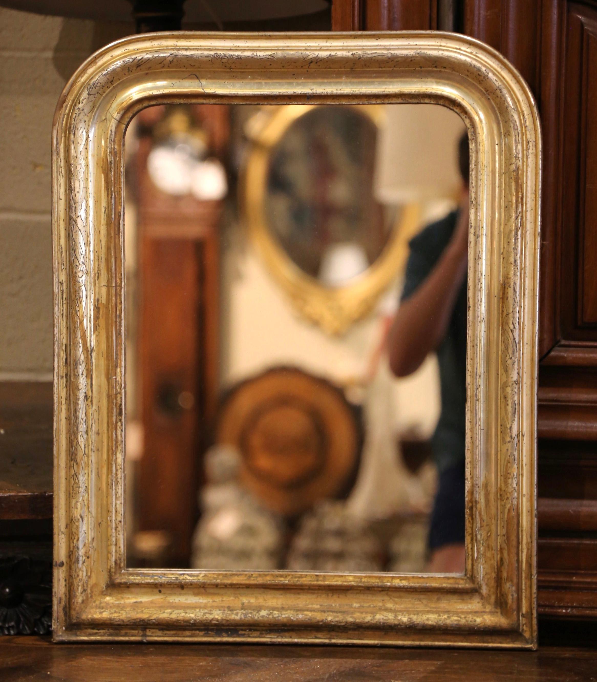 19th Century French Louis Philippe Giltwood Mirror with Floral Decor 1