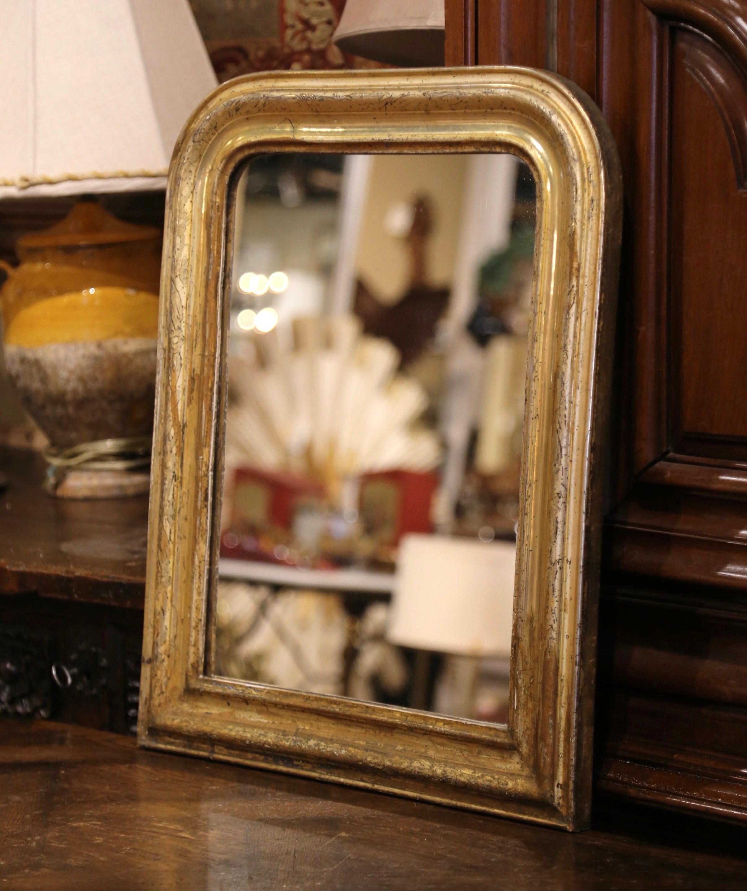19th Century French Louis Philippe Giltwood Mirror with Floral Decor 3