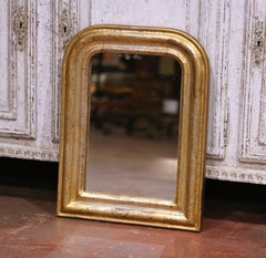 19th Century French Louis Philippe Giltwood Mirror with Floral Engraved Motifs