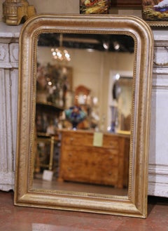 19th Century French Louis Philippe Giltwood Wall Mirror with Engraved Motifs