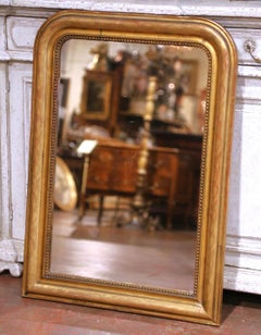 19th Century French Louis Philippe Giltwood Wall Mirror with Engraved Motifs