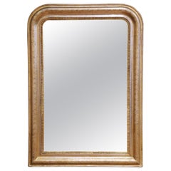 19th Century French Louis Philippe Giltwood Wall Mirror with Engraved Motifs