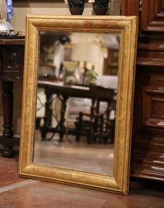 19th Century French Louis Philippe Giltwood Wall Mirror with Foliage Engravings