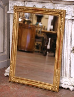 19th Century French Louis Philippe Giltwood Wall Mirror with Floral Motifs