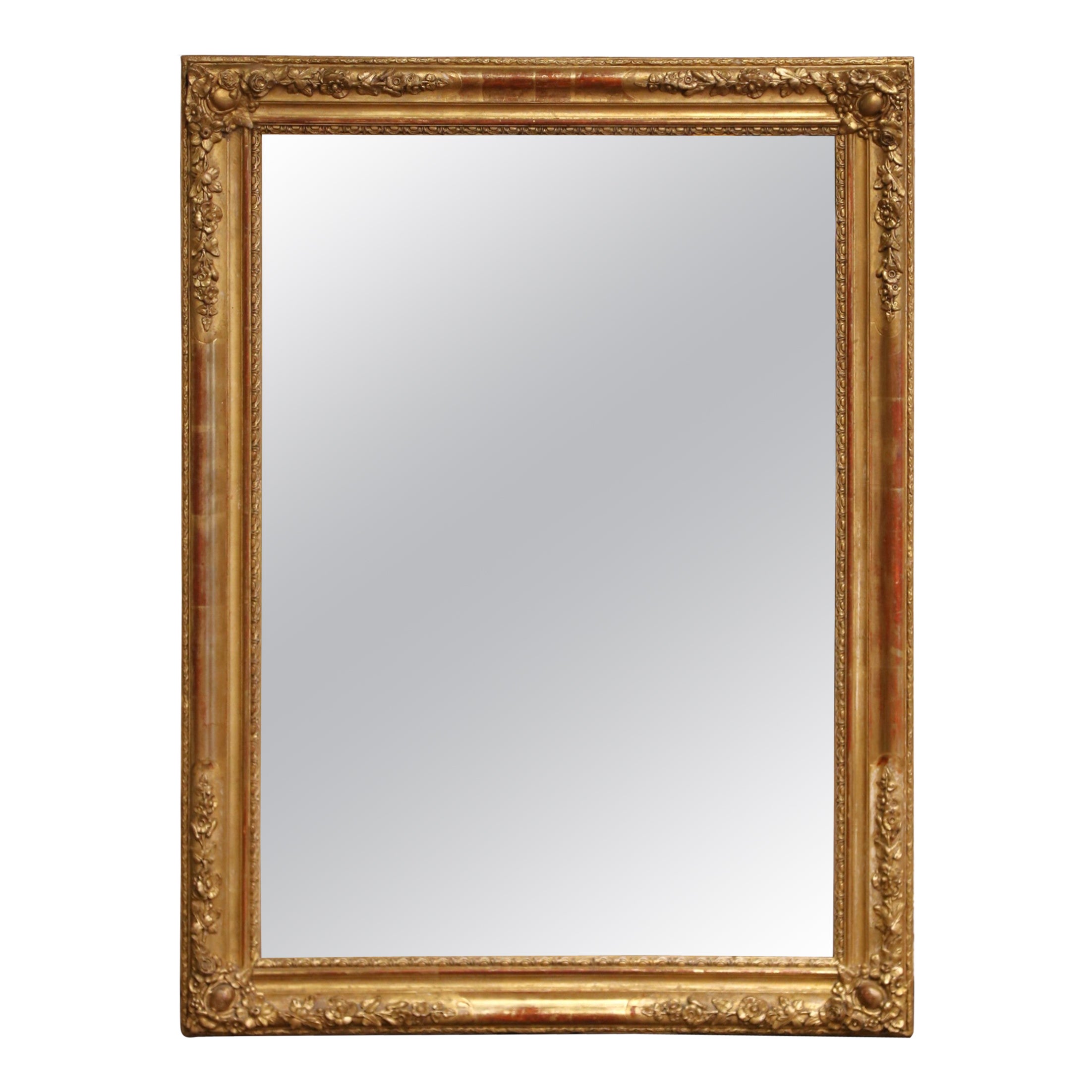 Miroir mural en bois doré à motifs floraux, Louis Philippe, France, 19e siècle