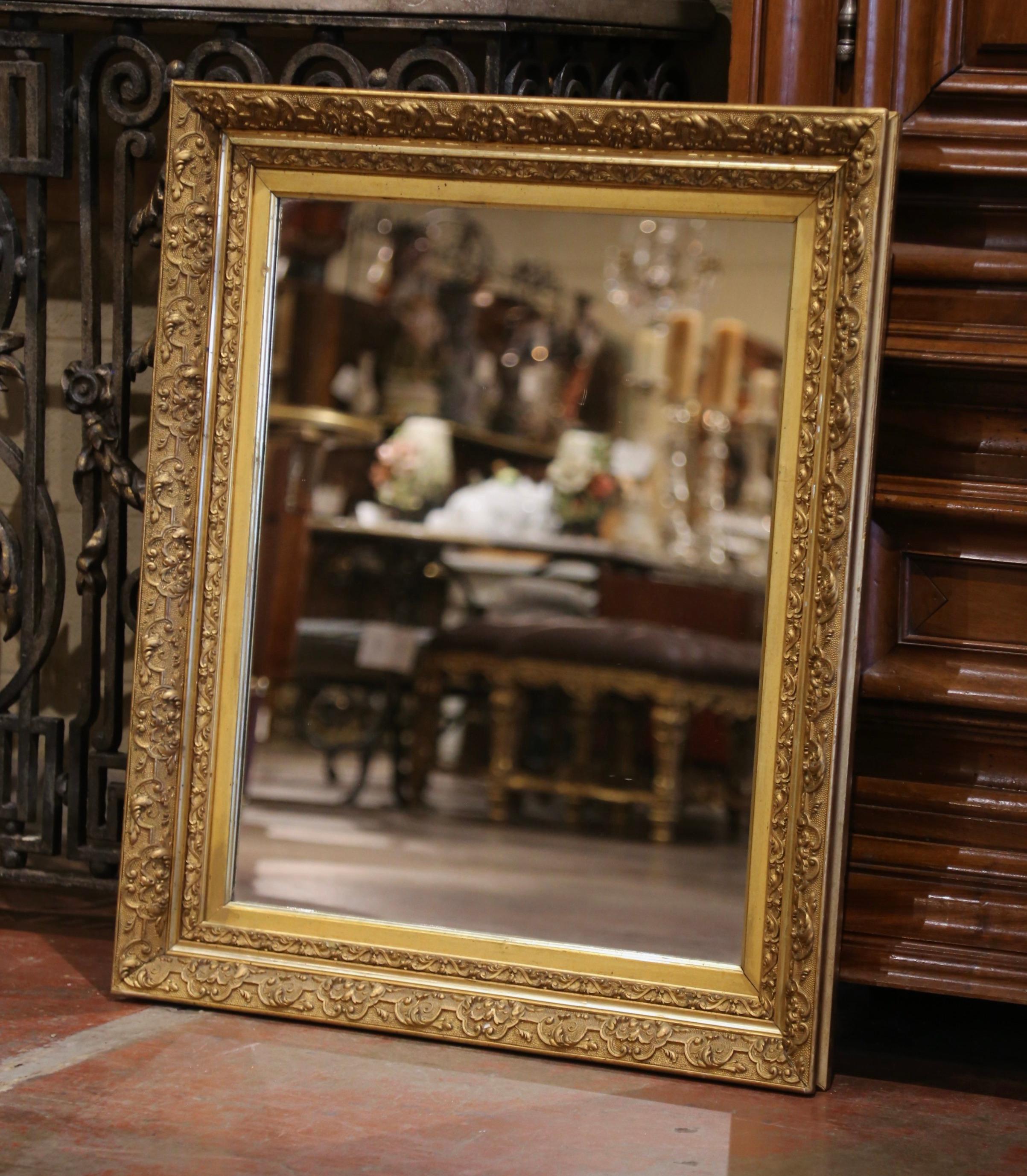 Versatile, this Louis Philippe gilt mirror could be hung horizontally or vertically in a number of rooms for a traditional French style. Crafted in the Burgundy region of France, circa 1870, the antique mirror has traditional, timeless lines; the