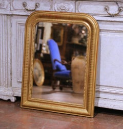 19th Century French Louis Philippe Giltwood Wall Mirror with Geometry Decor