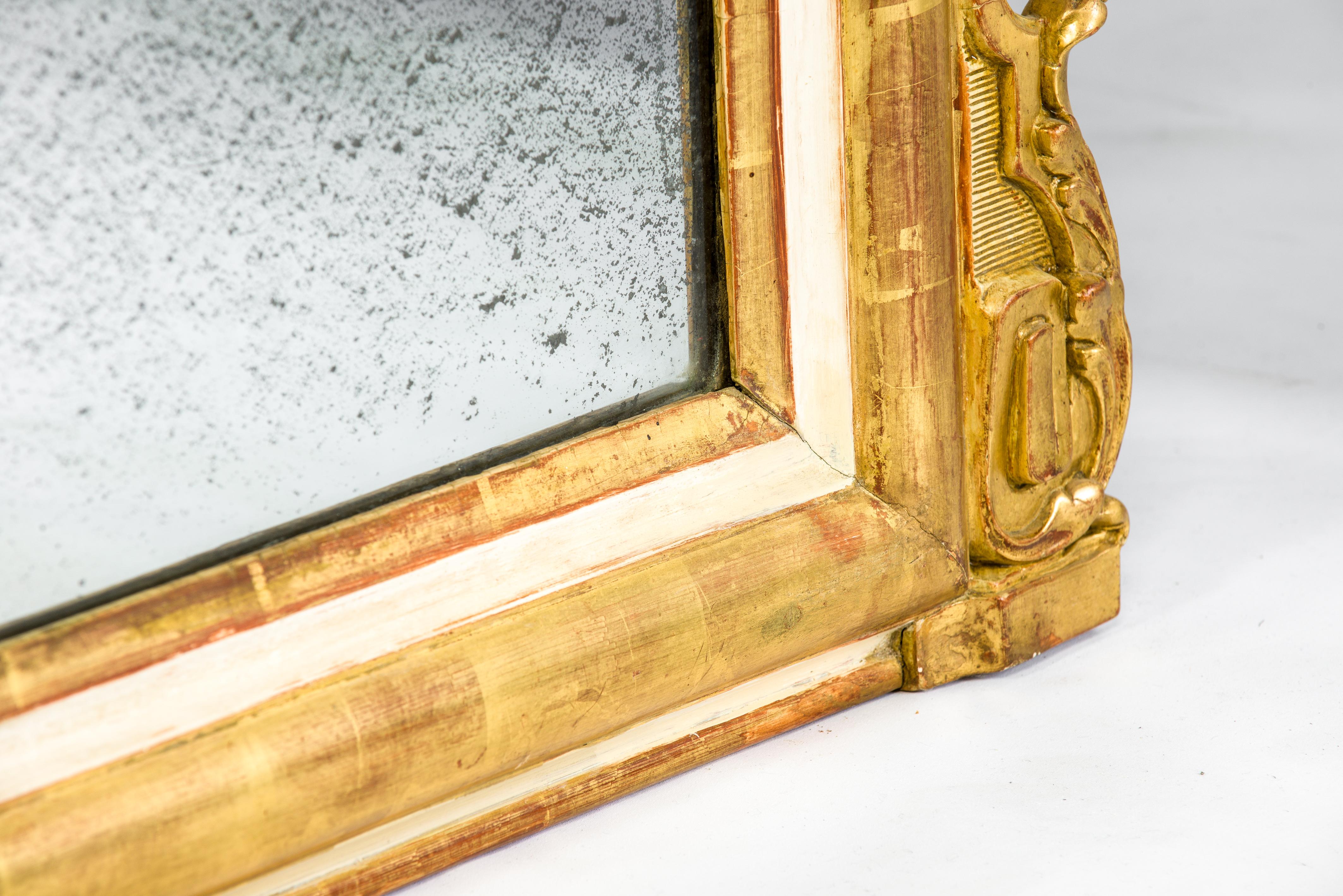 19th-Century French Louis Philippe Gold Leaf Gilt Mirror with Crest 2