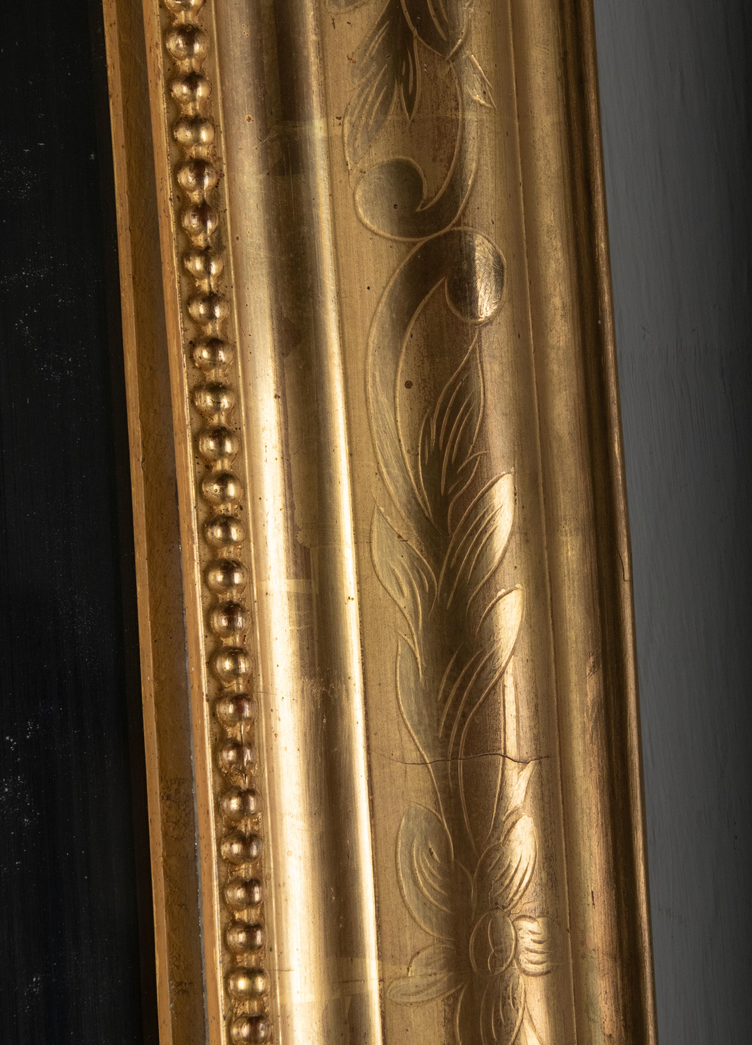 Miroir Louis Philippe français du 19ème siècle à feuilles d'or en vente 7