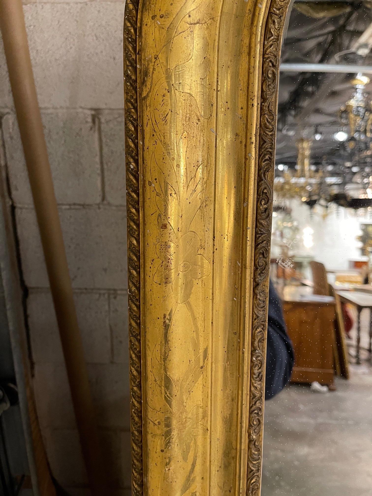 19th Century French Louis Philippe Gold Leaf Mirror In Good Condition In Dallas, TX