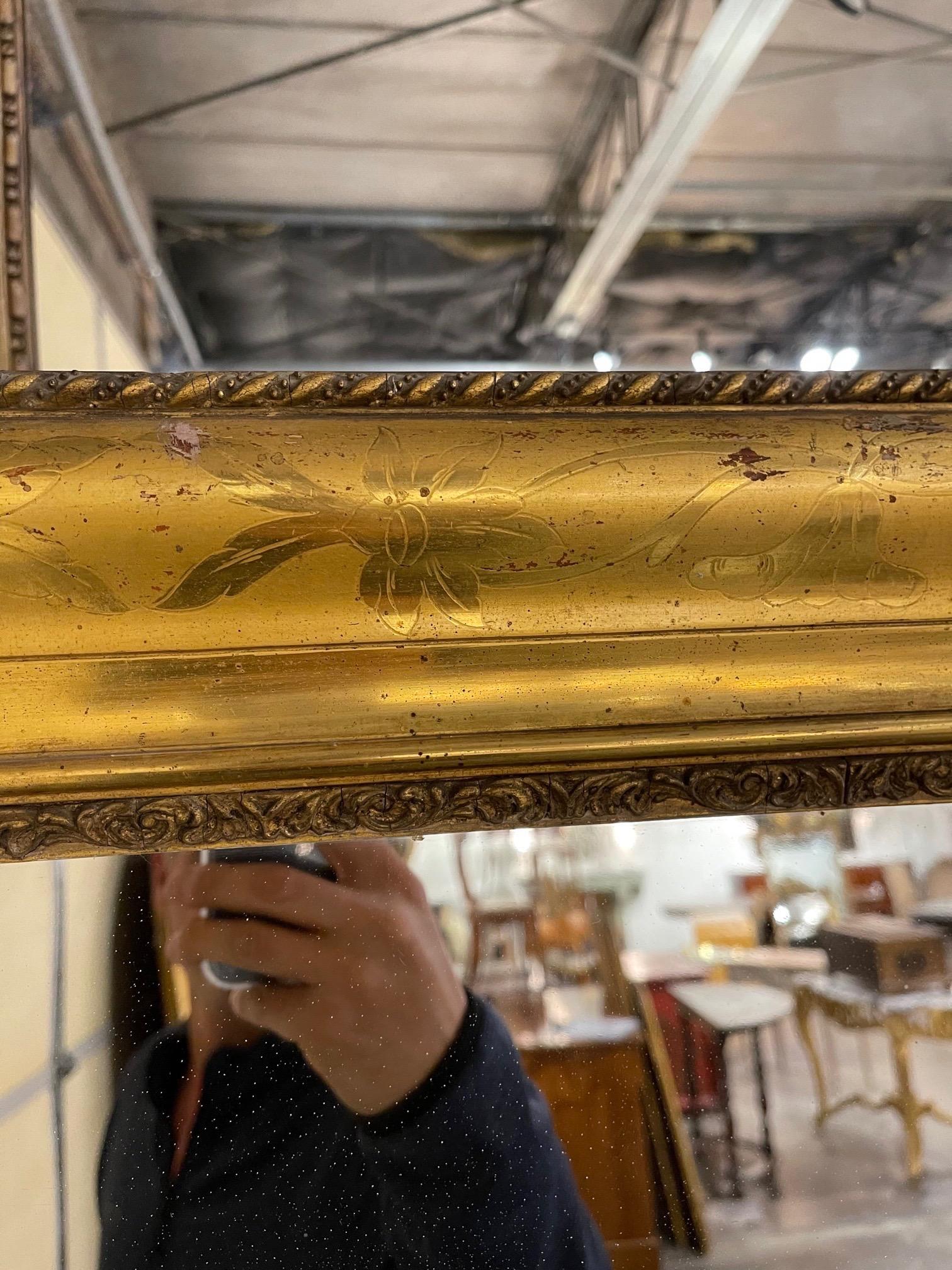 Giltwood 19th Century French Louis Philippe Gold Leaf Mirror
