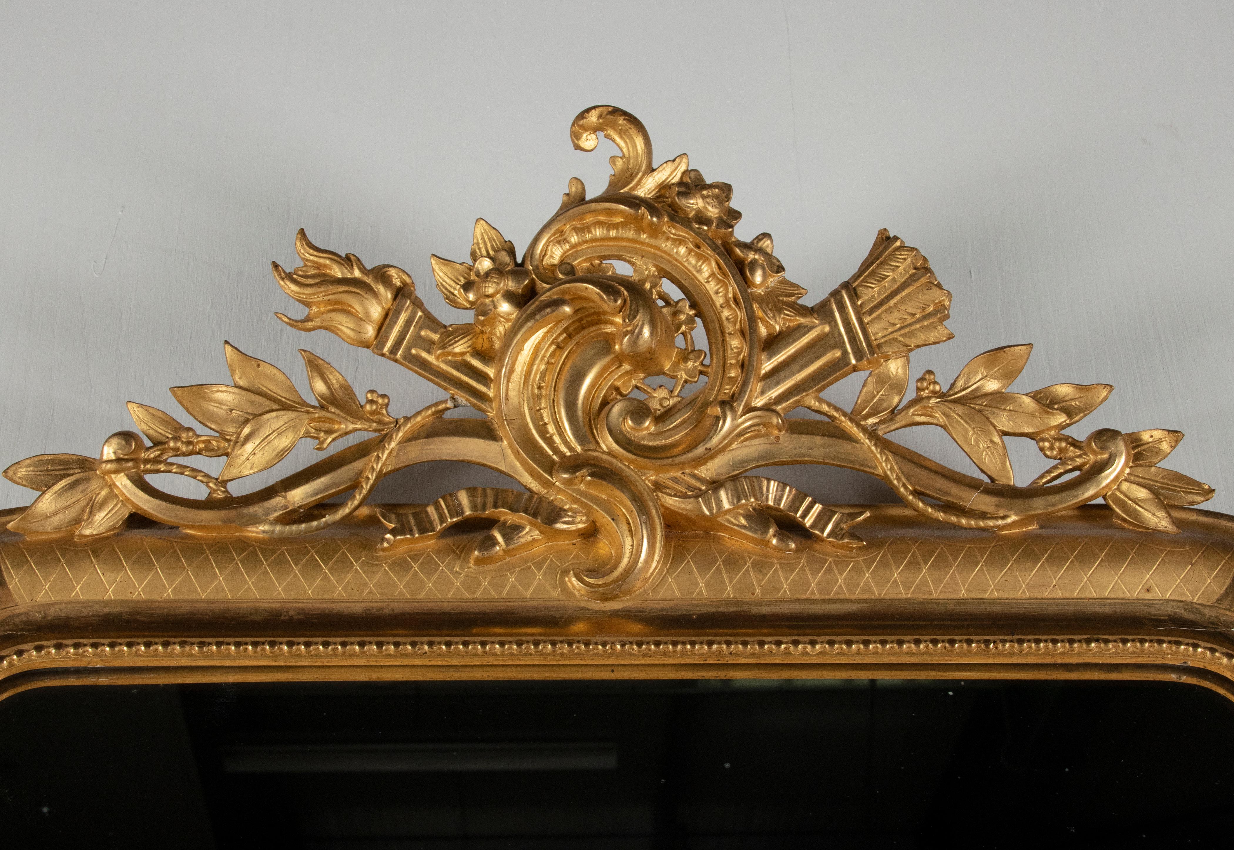 Gesso 19th Century French Louis Philippe Gold Leaf Mirror
