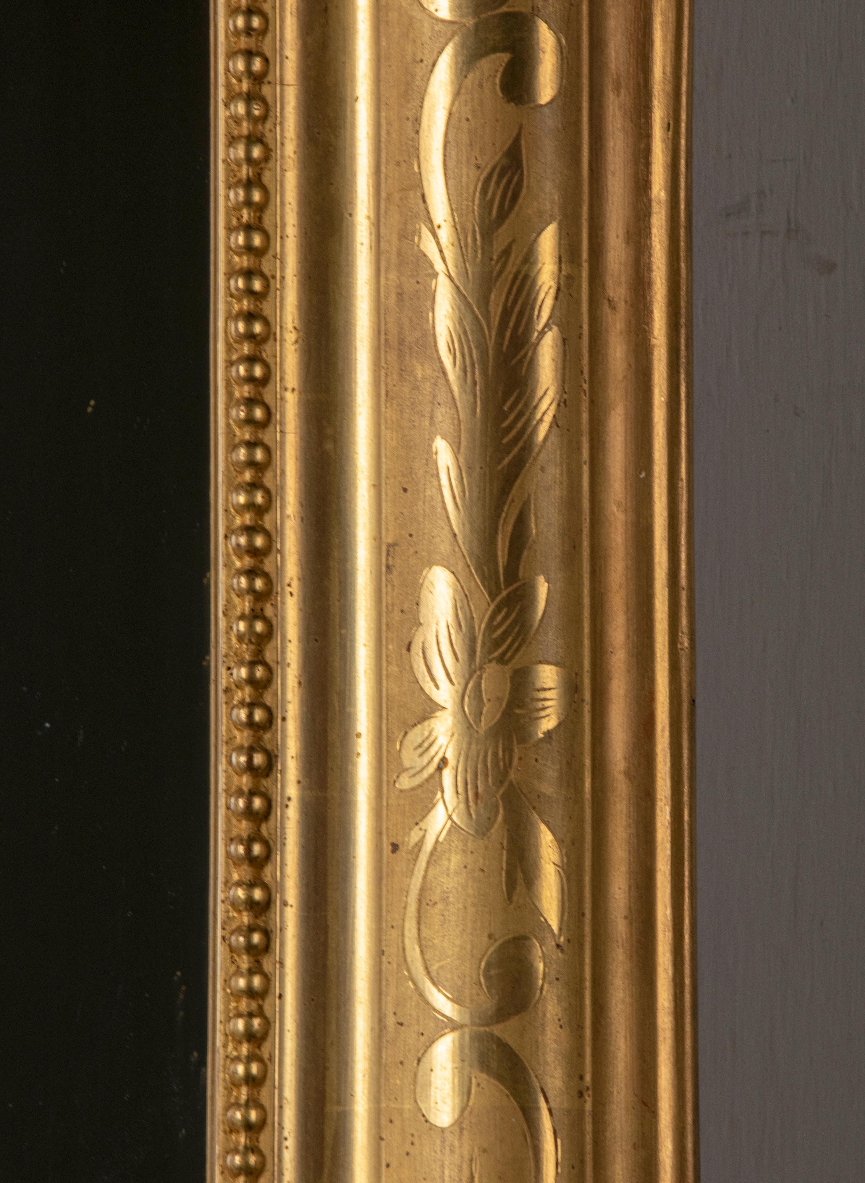 Gesso Miroir Louis Philippe français du 19ème siècle à feuilles d'or en vente
