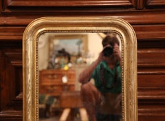 19th Century French Louis Philippe Gold Leaf Mirror with Engraved Flower Design