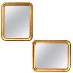 19th Century French Louis Philippe Gold Leaf Wall Mirror with Floral Engravings