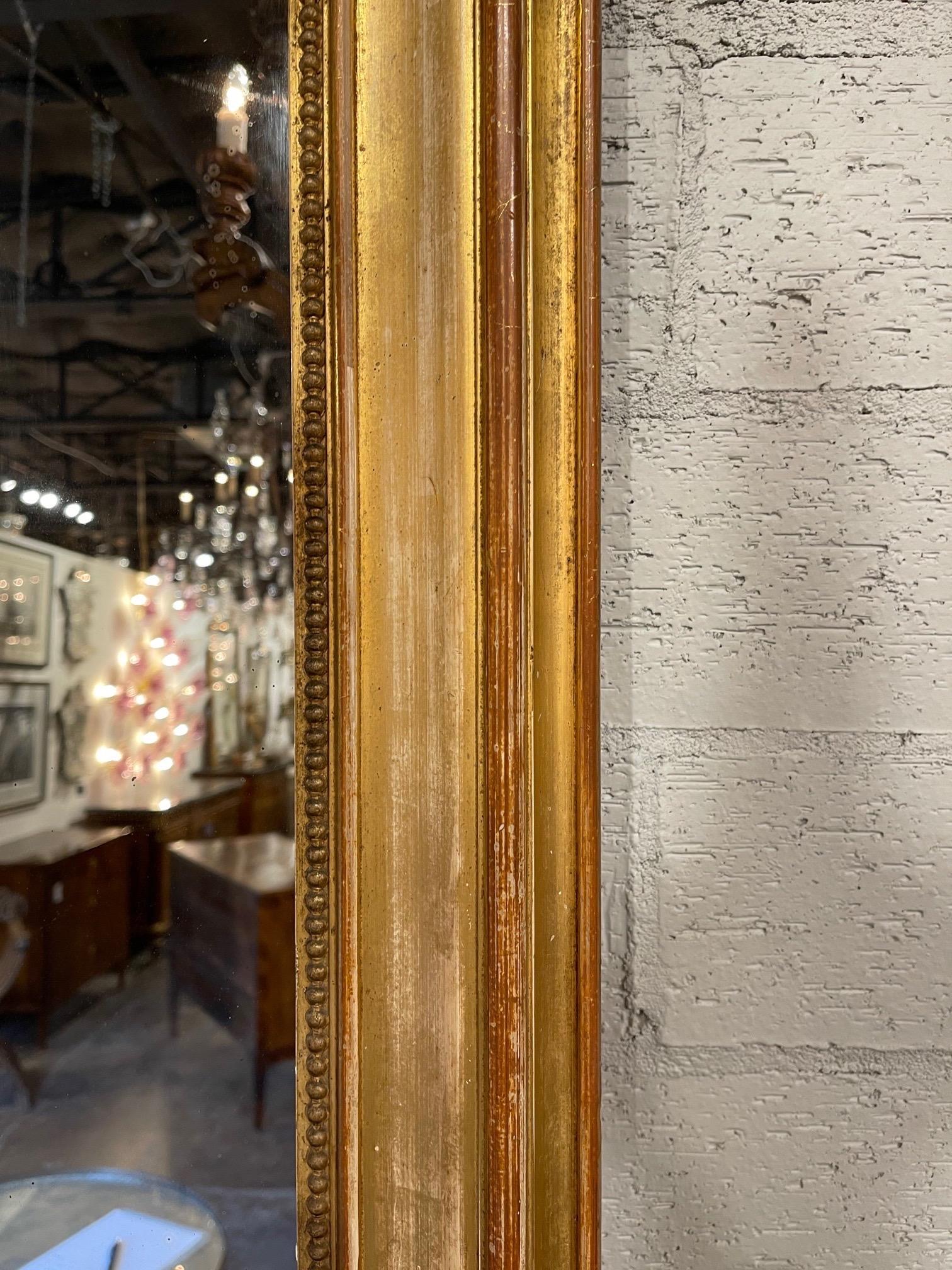 19th Century French Louis Philippe Gold Mirror In Good Condition In Dallas, TX