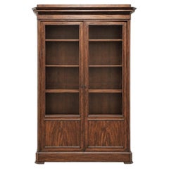 19th Century French Louis Philippe Mahogany Bookcase with Glazed Doors