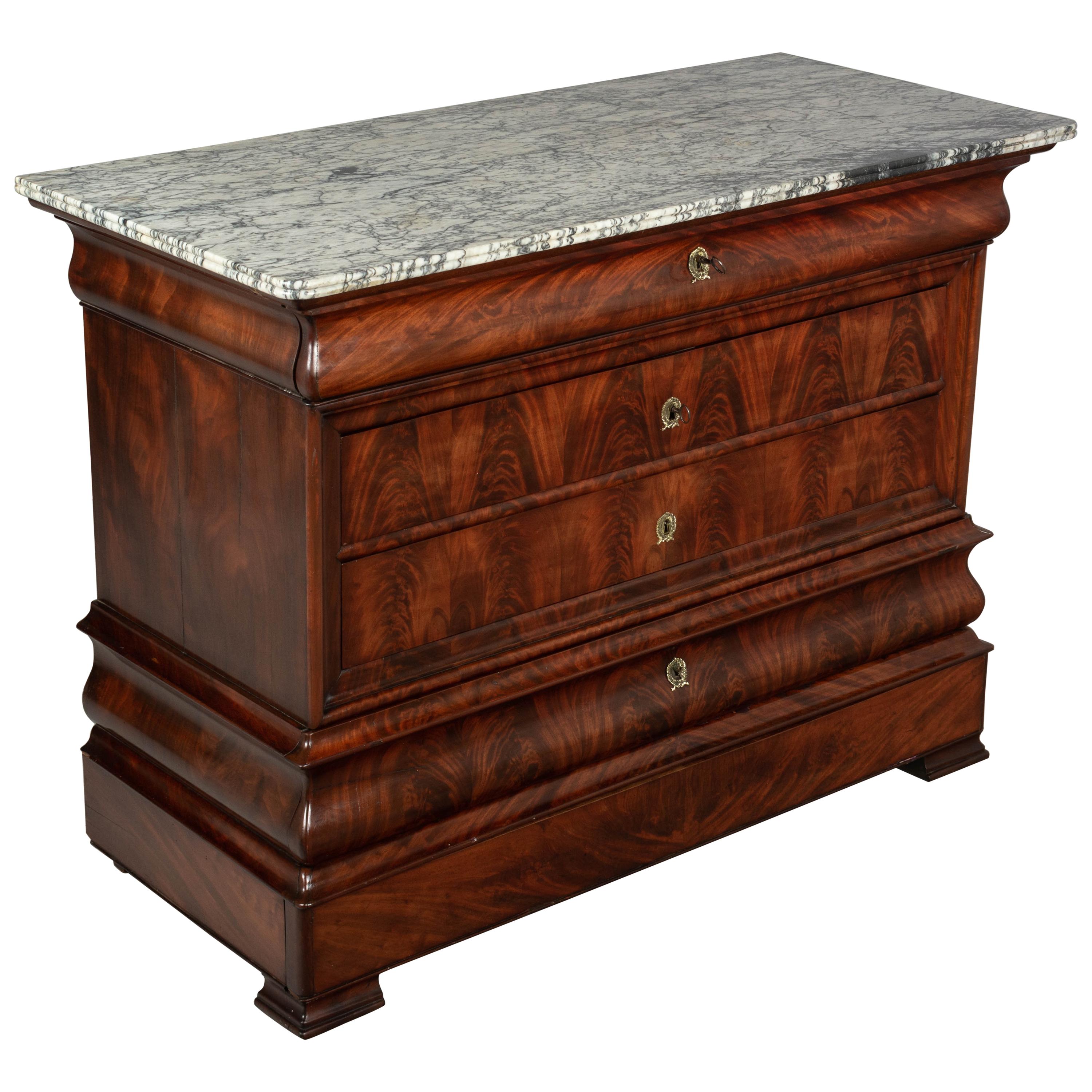 19th Century French Louis Philippe Mahogany Commode or Chest of Drawers
