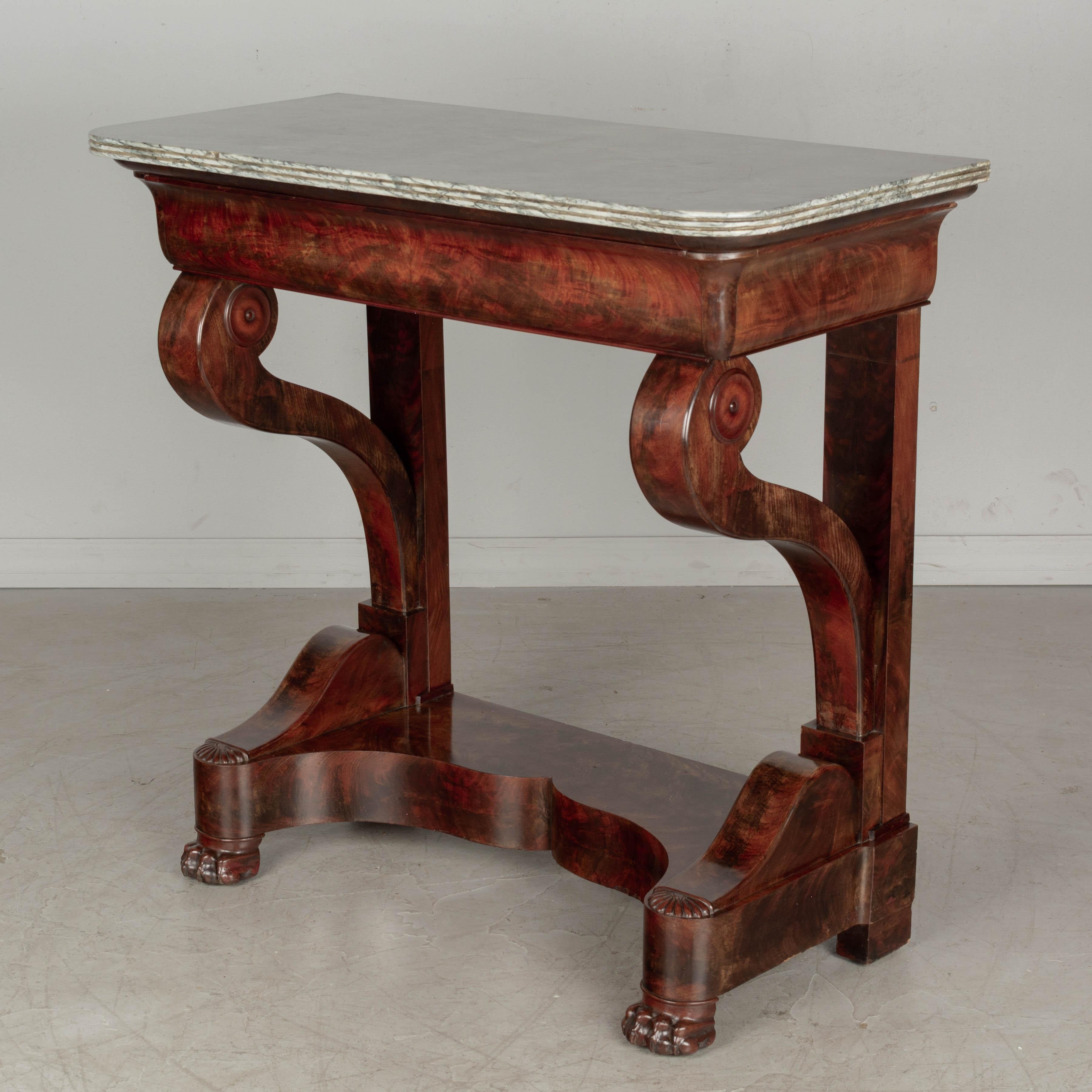 Veneer 19th Century French Louis Philippe Mahogany Console For Sale