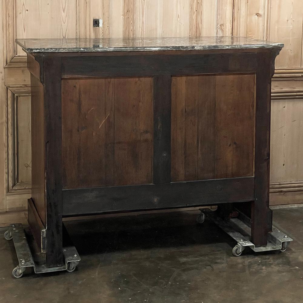 19th Century French Louis Philippe Marble Top Burl Walnut Commode ~ Chest of Dra For Sale 13
