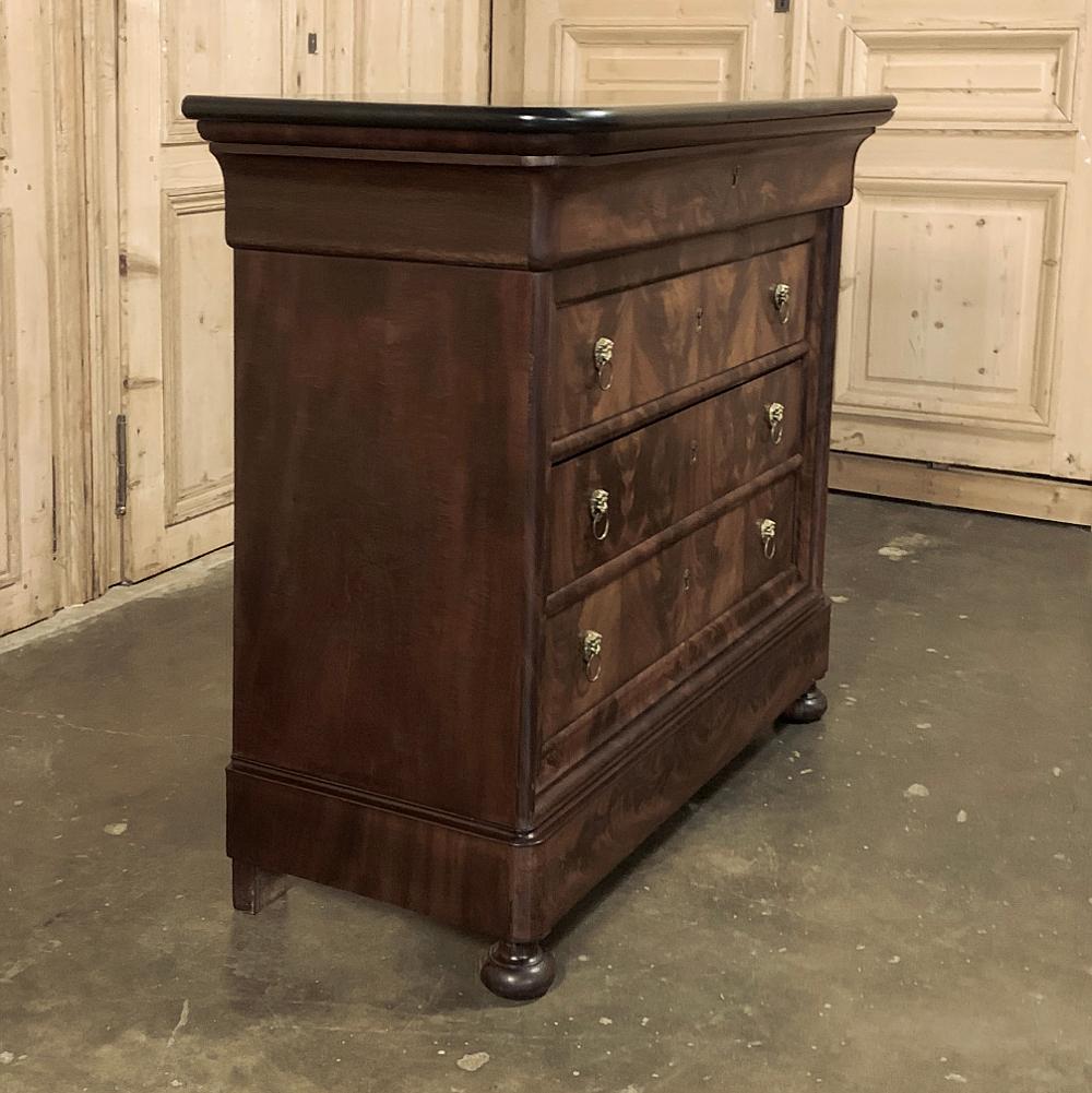 Hand-Crafted 19th Century French Louis Philippe Marble Top Commode