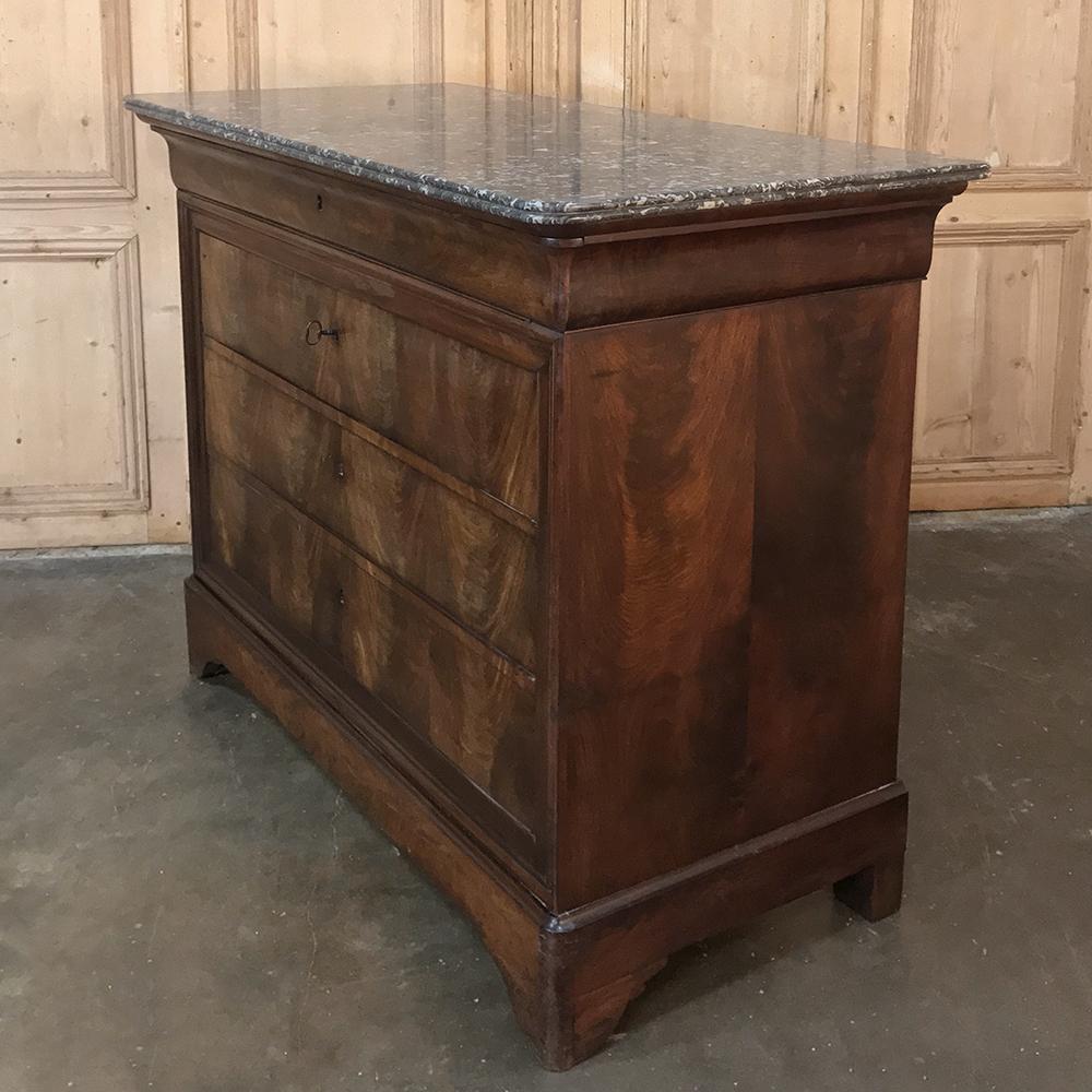 19th Century French Louis Philippe Marble Top Commode In Good Condition In Dallas, TX