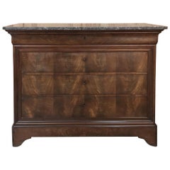 19th Century French Louis Philippe Marble Top Commode