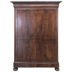 19th Century French Louis Philippe Marble Top Secretary