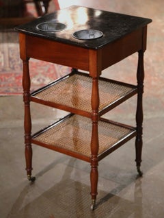 Rafraichissoir Dry Bar francese del XIX secolo di Louis Philippe con piano in marmo e noce