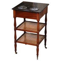 19th Century French Louis Philippe Marble Top Walnut Rafraichissoir Dry Bar