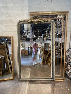 Miroir Louis Philippe français du 19ème siècle avec patine grise vieillie