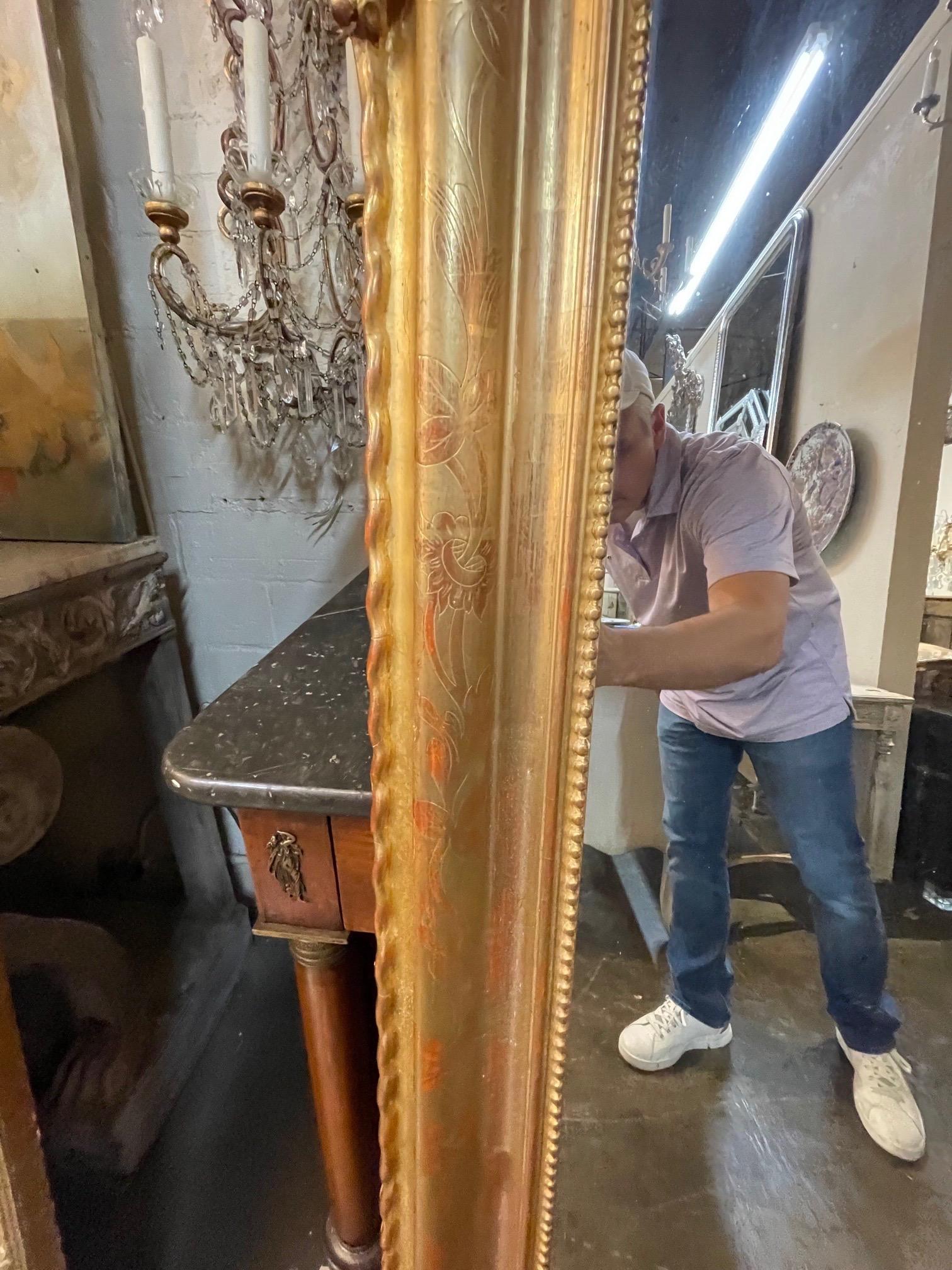 19th Century French Louis Philippe Mirror with Crest In Good Condition In Dallas, TX