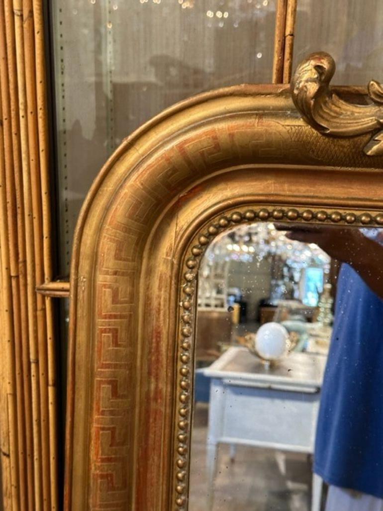 19th Century French Louis Philippe Mirror with Crest For Sale 2