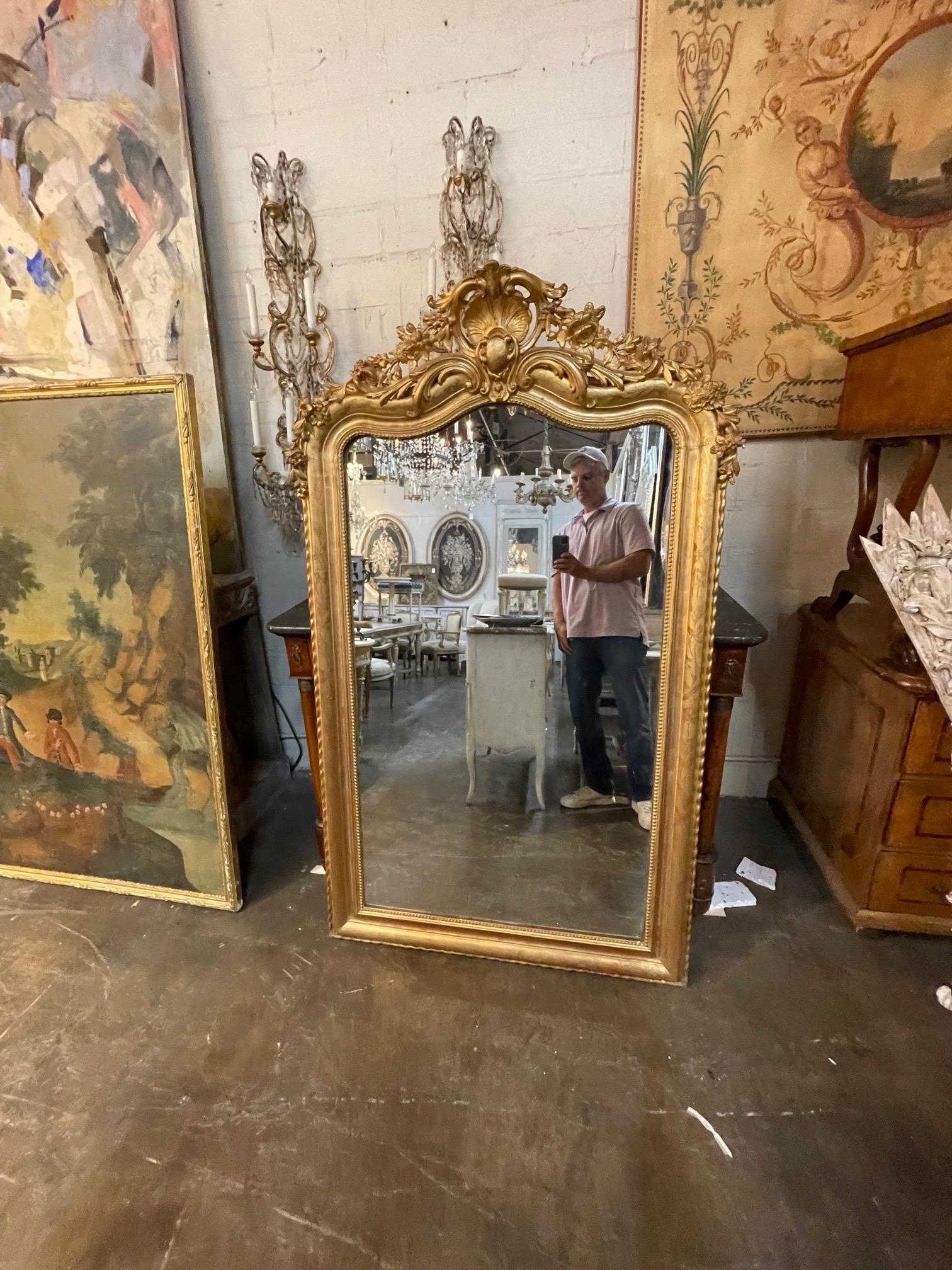19th Century French Louis Philippe Mirror with Crest 3