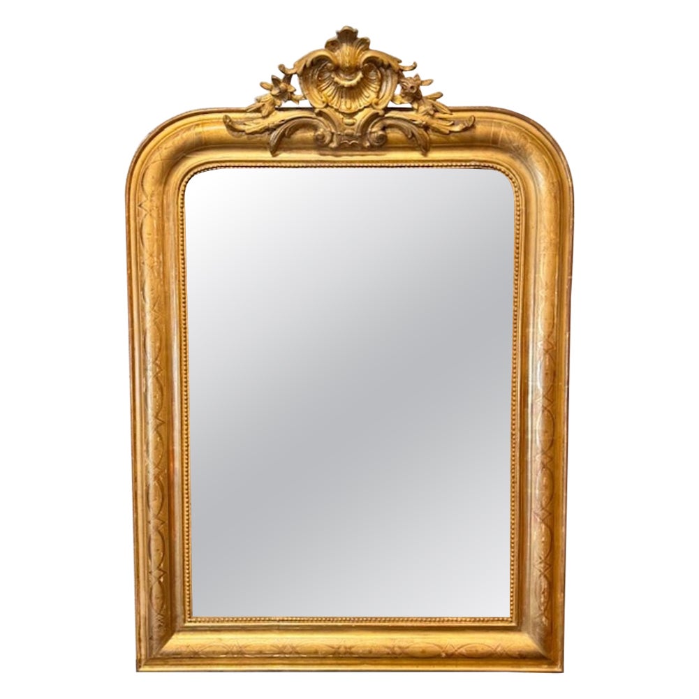 19th Century French Louis Philippe Mirror with Crest