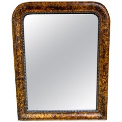 19th Century French Louis Philippe Mirror with Faux Tortoise Finish