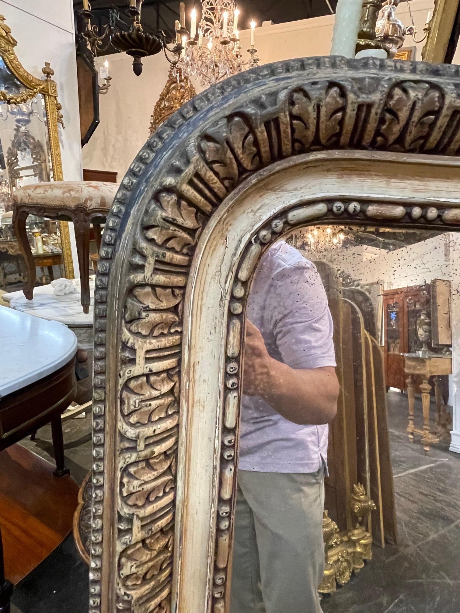 19th Century French Louis Philippe Mirror with Waxed Gesso Finish In Good Condition In Dallas, TX