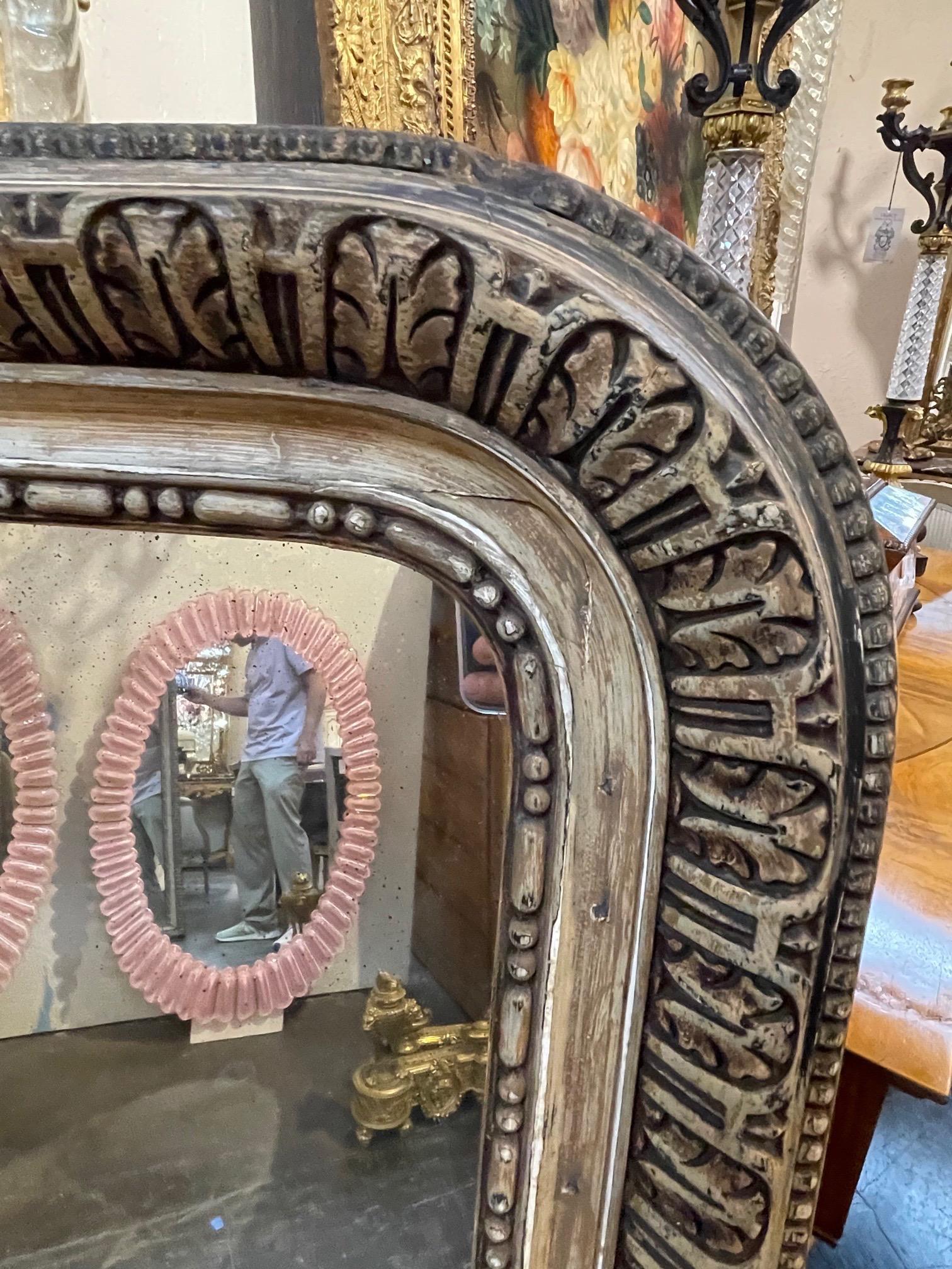 19th Century French Louis Philippe Mirror with Waxed Gesso Finish 2