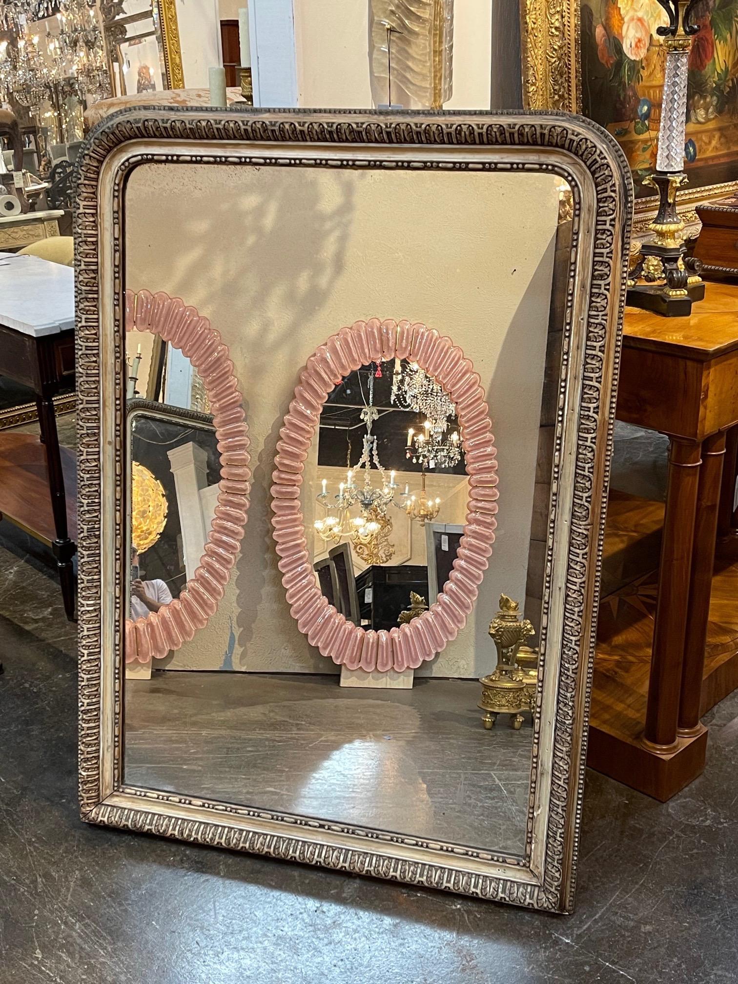 19th Century French Louis Philippe Mirror with Waxed Gesso Finish 5