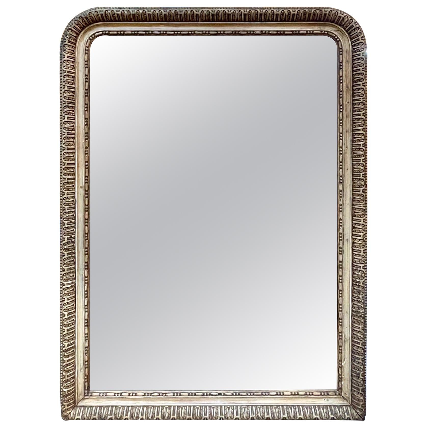 19th Century French Louis Philippe Mirror with Waxed Gesso Finish
