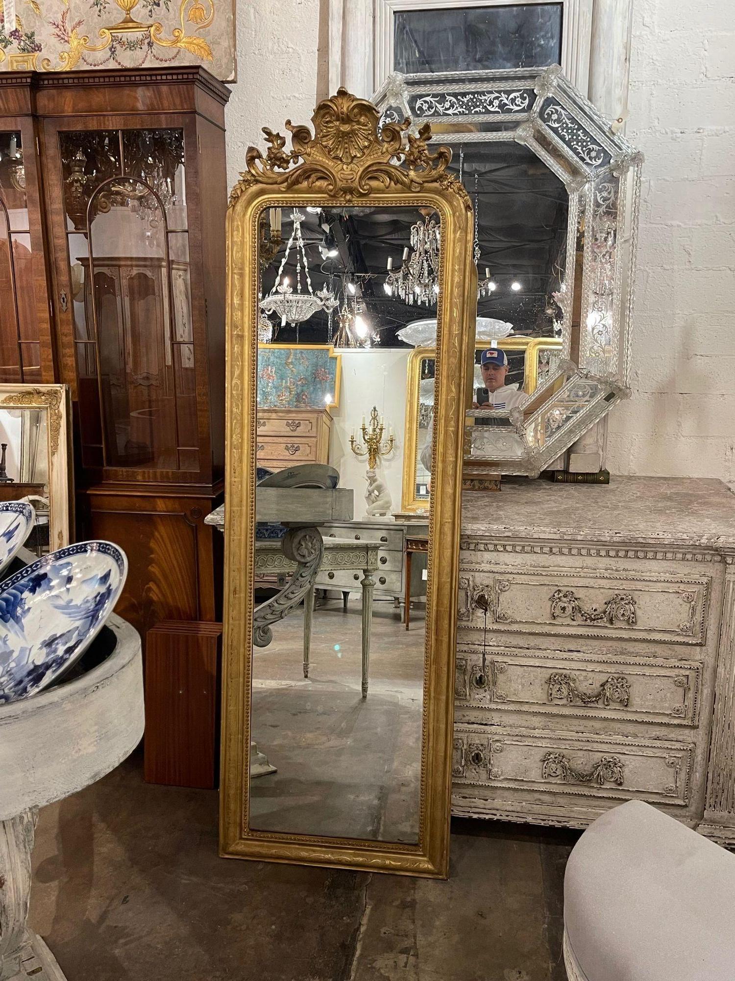 19th Century French Louis Philippe Narrow Mirror For Sale 1