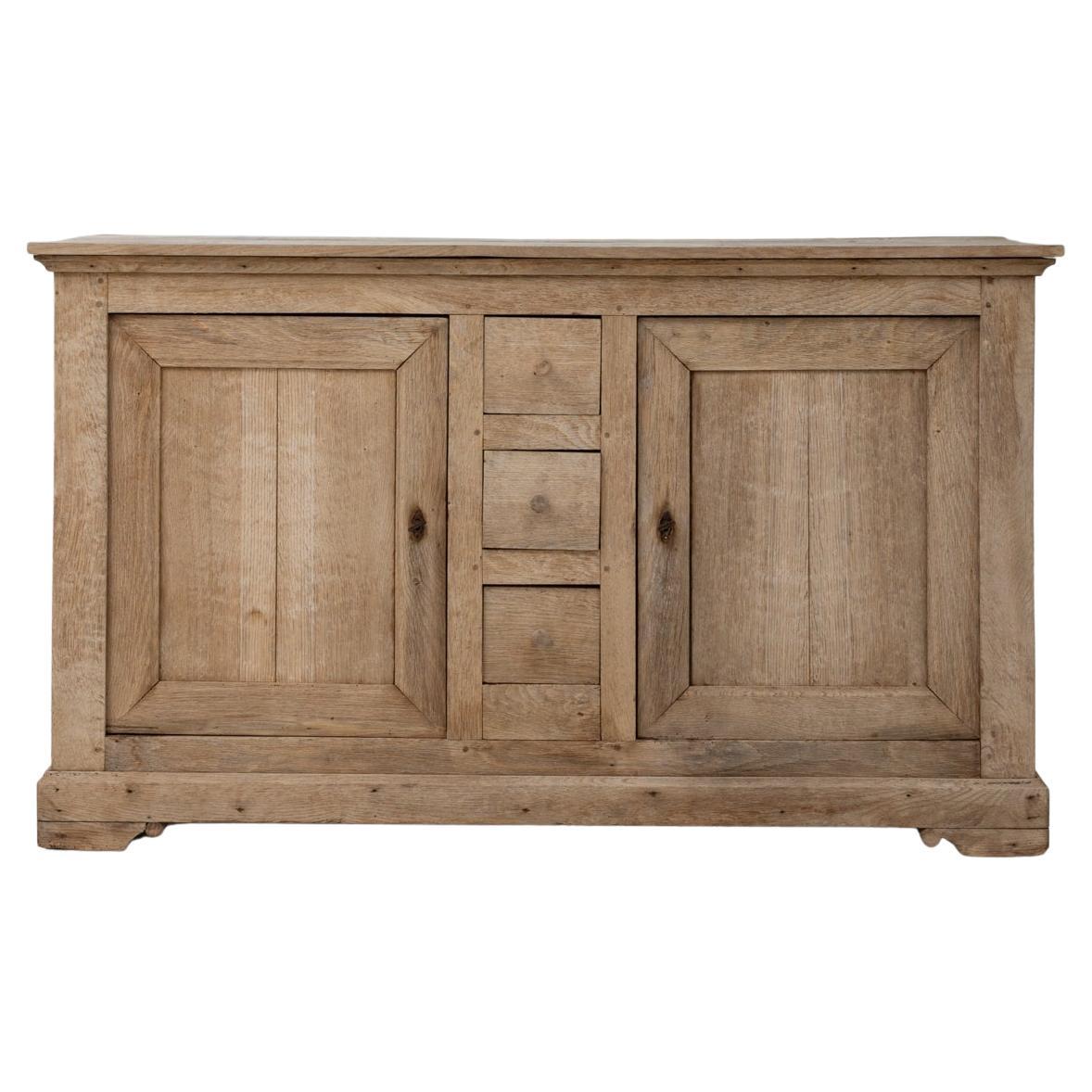 19th Century French Louis Philippe Oak Buffet with Central Drawers