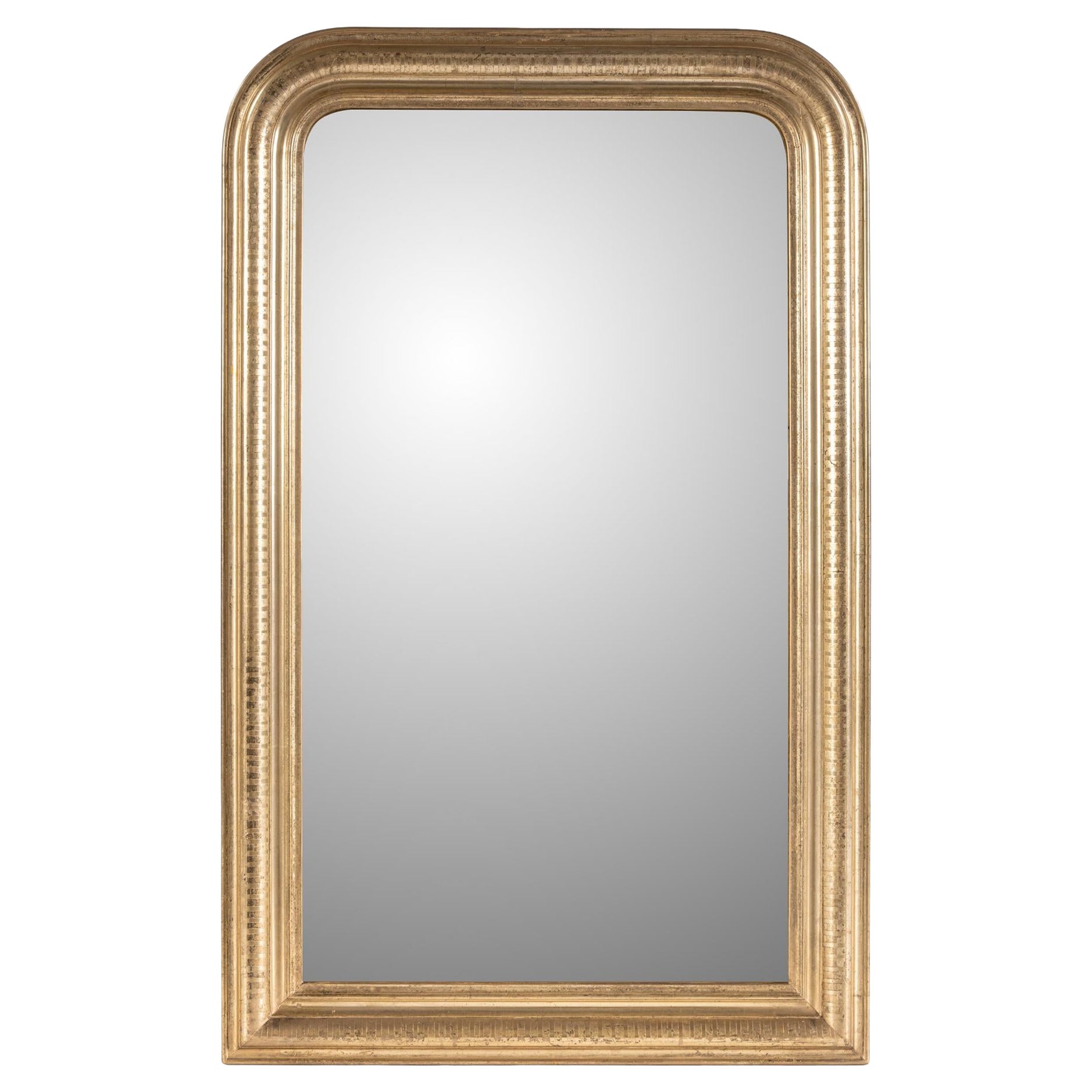 19th Century French Louis Philippe Pale Gold Silver Gilt Mirror Original Glass