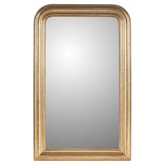 Specchio francese del XIX secolo in stile Louis Philippe, in argento dorato color oro pallido, con vetro originale