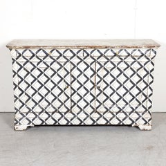 Buffet français du 19ème siècle d'époque Louis Philippe peint en noir et blanc