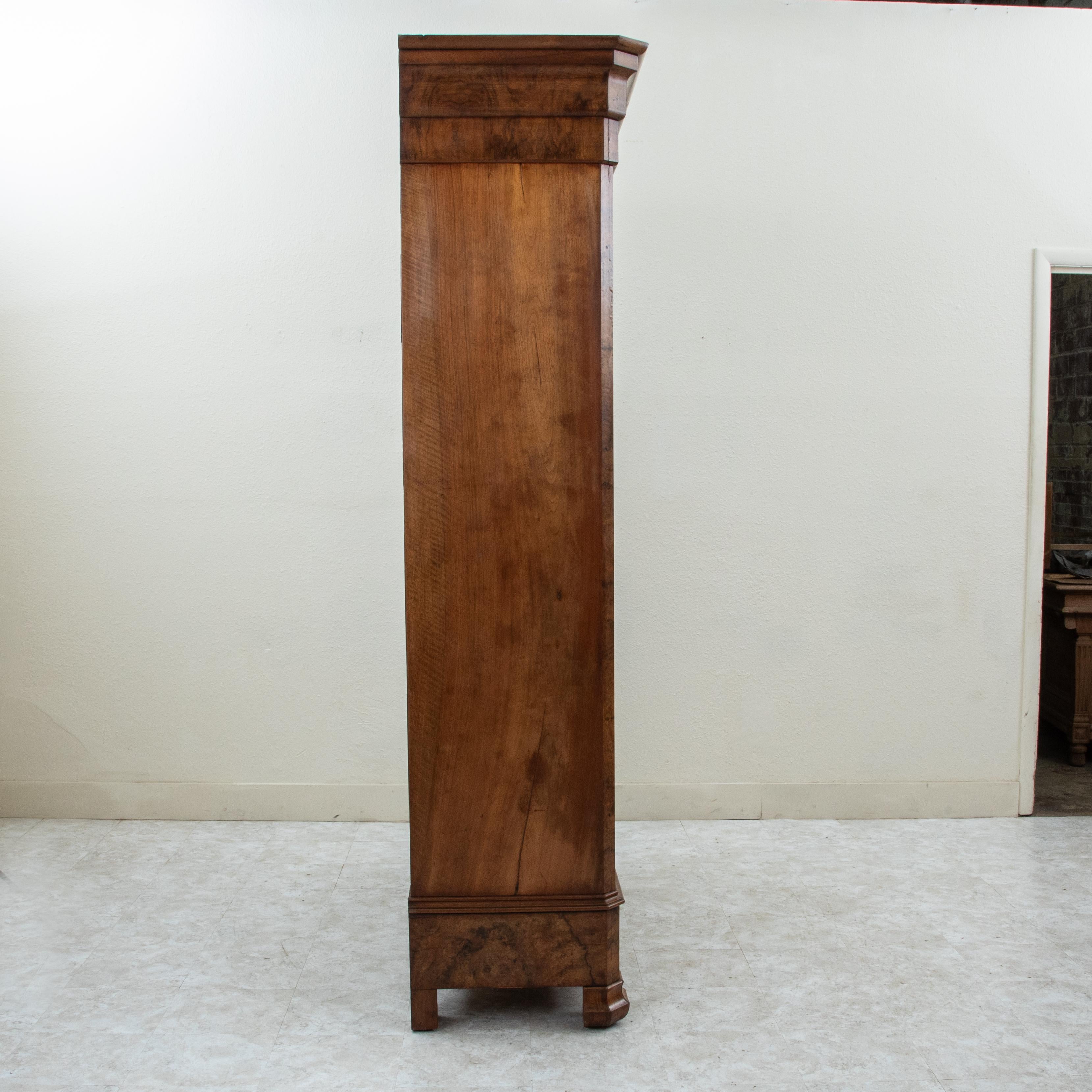 19th Century French Louis Philippe Period Book Matched Burl Walnut Armoire 1