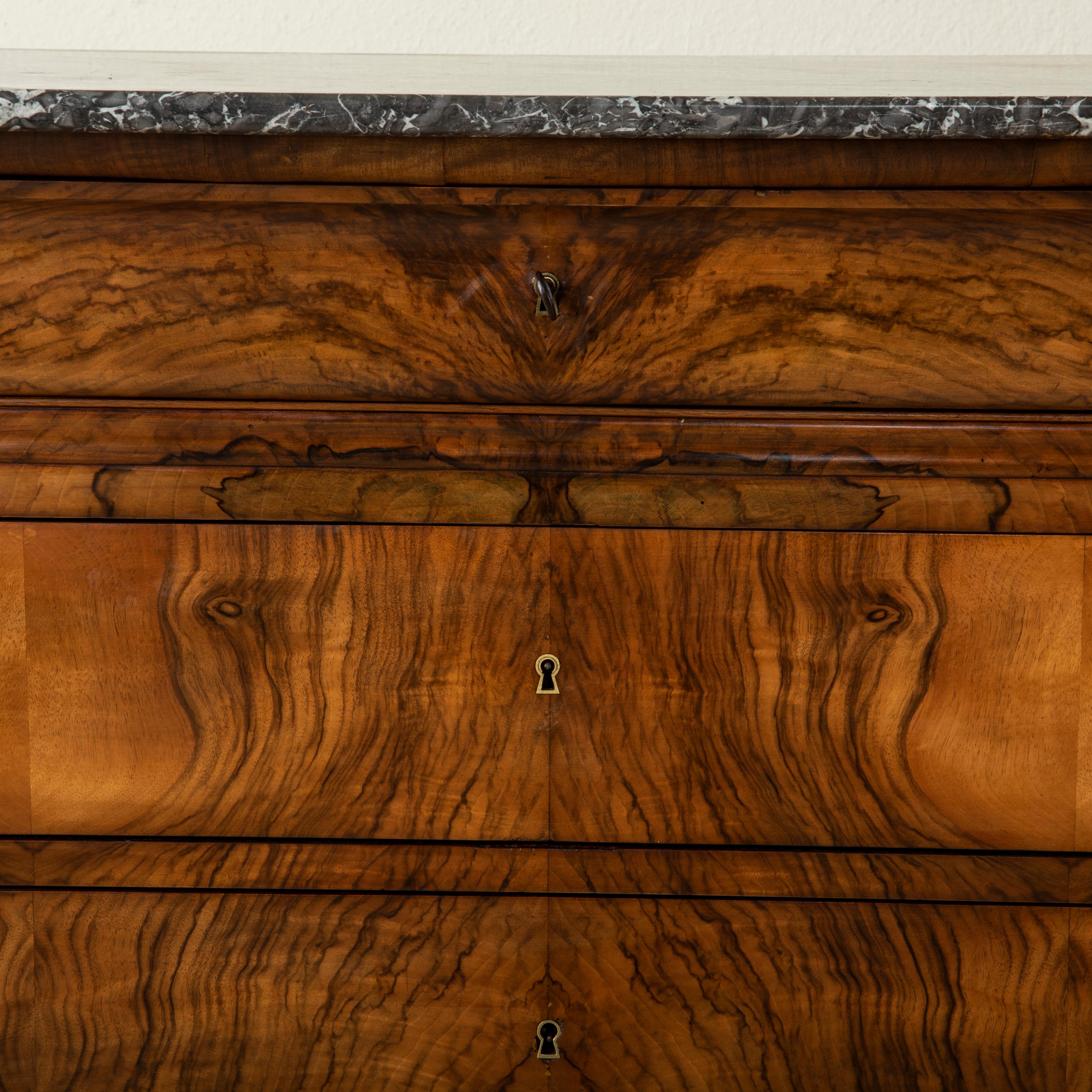 19th Century French Louis Philippe Period Book Matched Burl Walnut Commode Chest 8