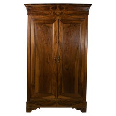 19th Century French Louis Philippe Period Book Matched Walnut Armoire
